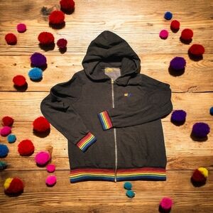 Aviator Nation Rainbow Trim Hoodie